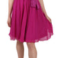 Fuchsia Pink Bow Silk Sleeveless Dress
