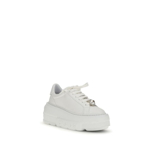 White Calf Leather Bos Taurus Platform Sneakers