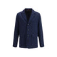 Blue Cotton Full-Length Jacket