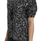 Black Musical Instrument Collared Blouse Shirt