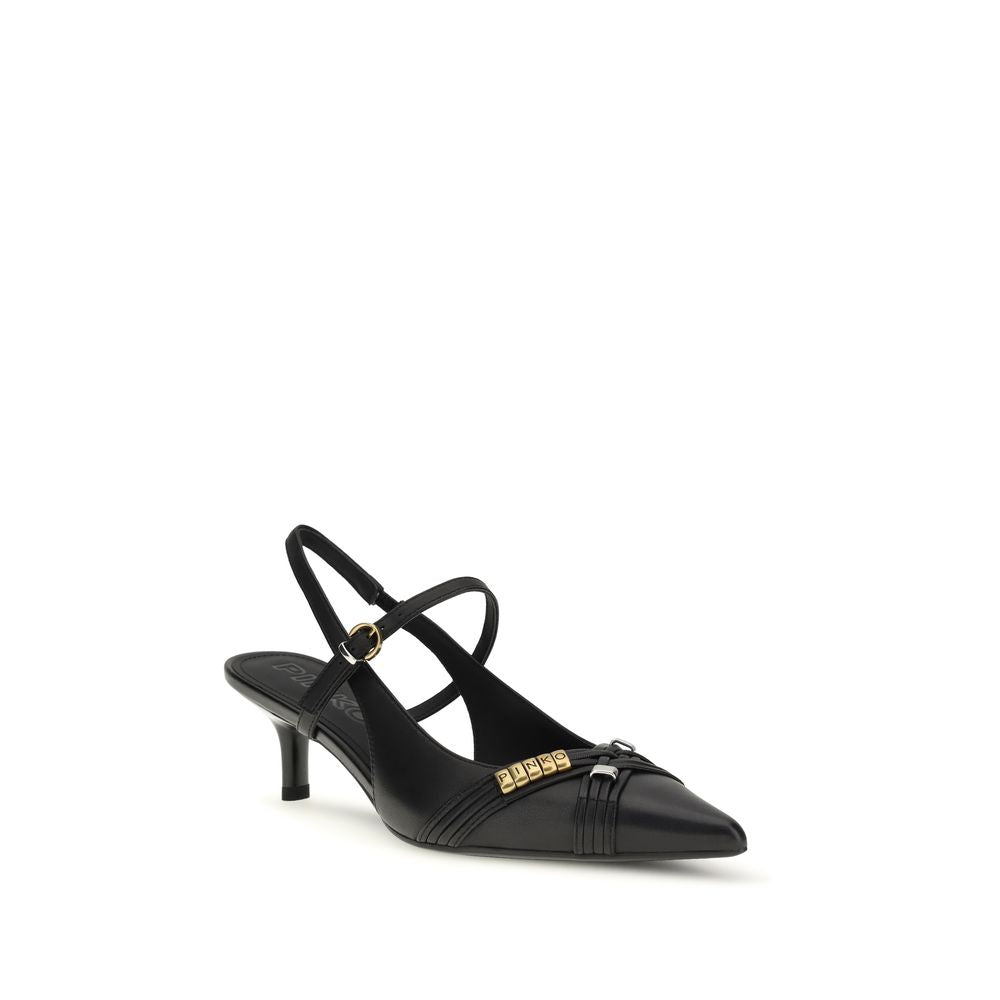 Black Calf Leather Bos Taurus Mid Heel Pumps