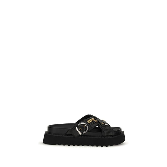 Black Goatskin Platform Sandals