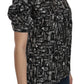Black Musical Instrument Collared Blouse Shirt