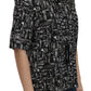 Black Musical Instrument Print Silk  Top