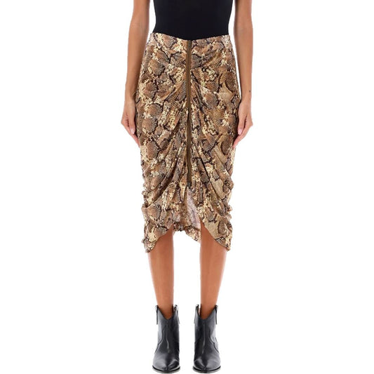 Beige Silk Midi Skirt