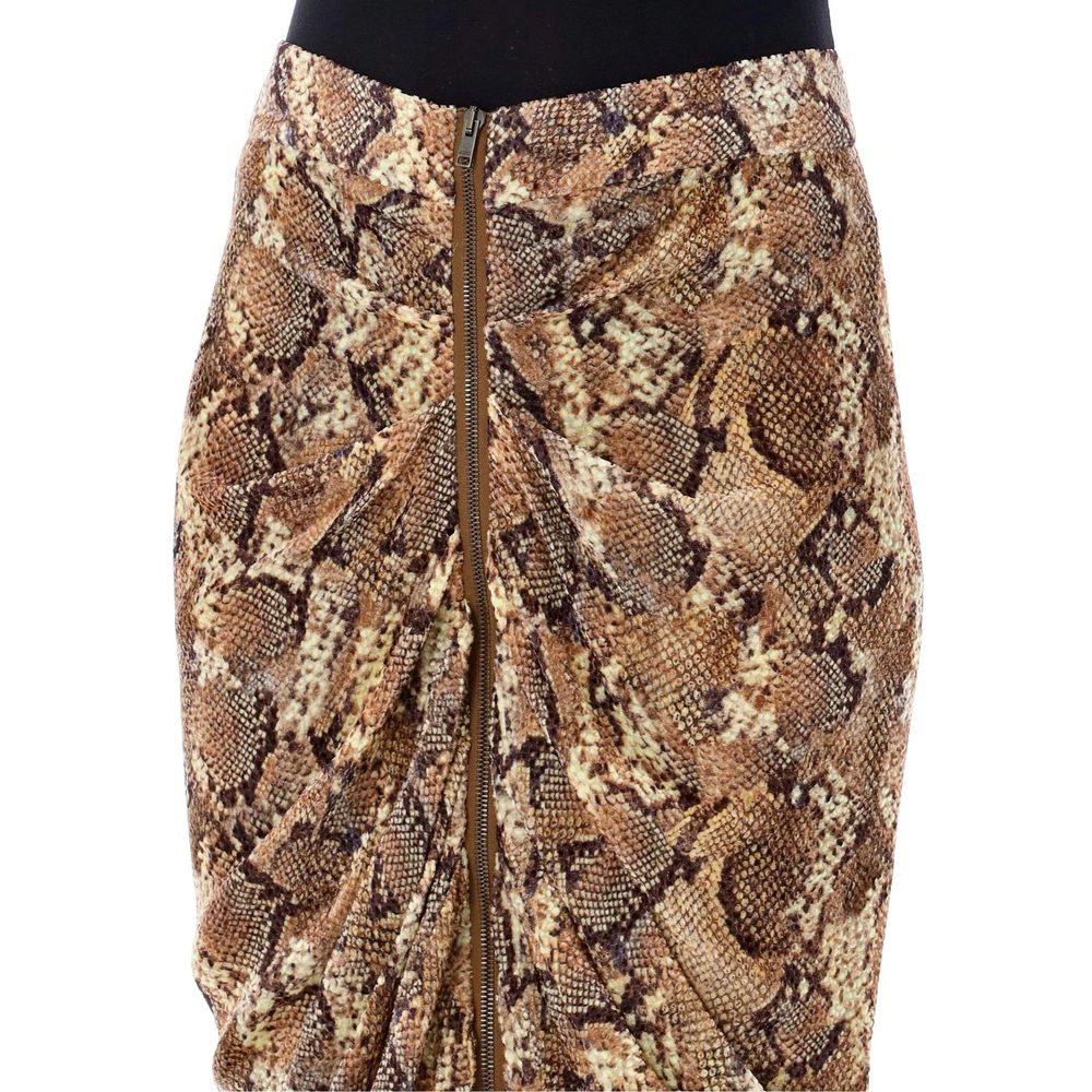 Beige Silk Midi Skirt