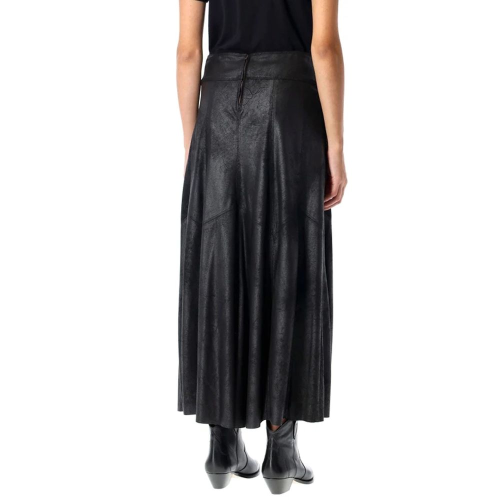 Black Elastane Long Skirt
