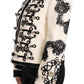 White Wool Black Floral Baroque Jacket