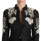Black Jacquard Crystal Floral Jacket