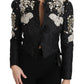 Black Jacquard Crystal Floral Jacket