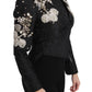 Black Jacquard Crystal Floral Jacket