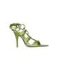 Bicolor Silk Stiletto Heel Sandals