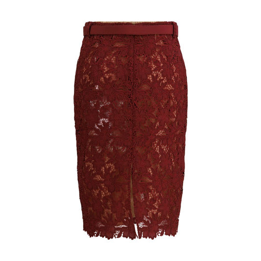 Bordeaux Polyester Midi Skirt
