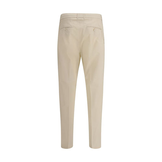 Beige Cotton Casual Pants