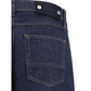 Blue Cotton Straight-Leg Jeans