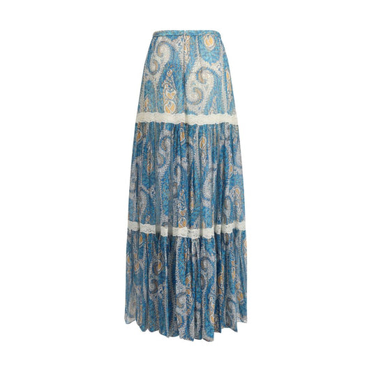 Multicolor Silk Long Skirt