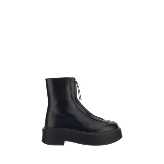 Black Calf Leather Bos Taurus Ankle Boots