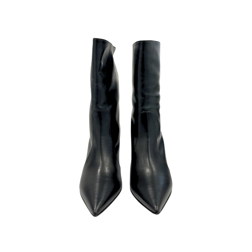 Black Leather Women Boot with Stiletto Heel