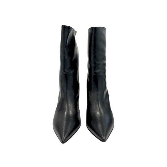 Black Leather Women Boot with Stiletto Heel