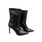 Black Leather Women Boot with Stiletto Heel