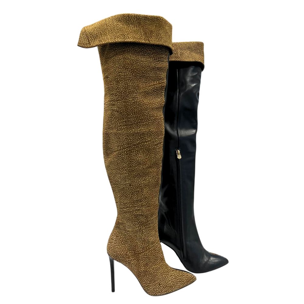 Beige Leather Women Boot