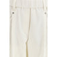Beige Cotton Casual Pants