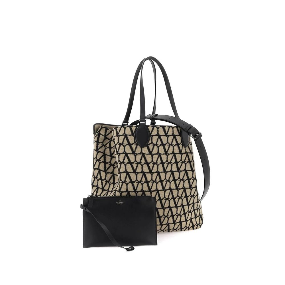 Beige Wool Tote Bag