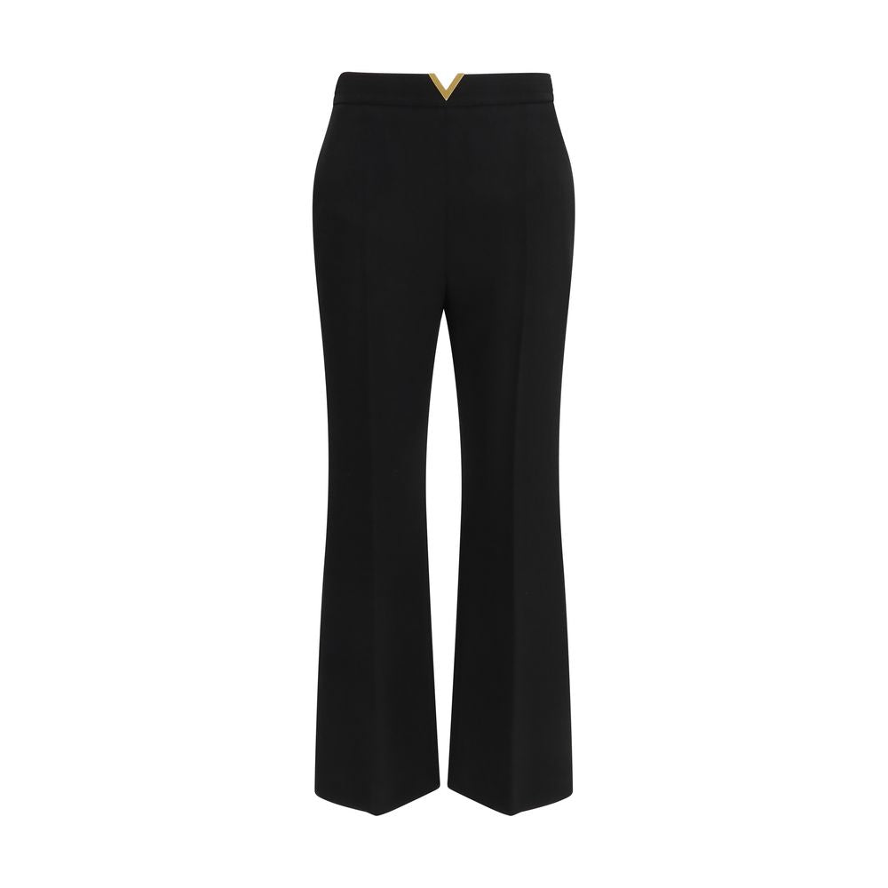 Black Fleece Wool Flared Pants