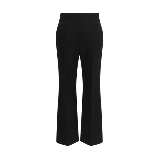 Black Fleece Wool Flared Pants