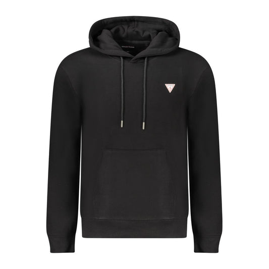 Black Cotton Men Sweatshirt Slim Fit Hooded