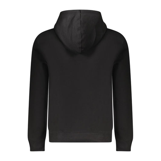 Black Cotton Men Sweatshirt Slim Fit Hooded