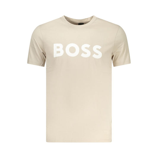 Beige Cotton Mens T-Shirt