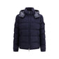 Blue Fleece Wool Full-Length Jacket