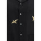 Black Cotton Pattern Shirt