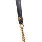 Black And White Leather And Textile Shoulder Bag