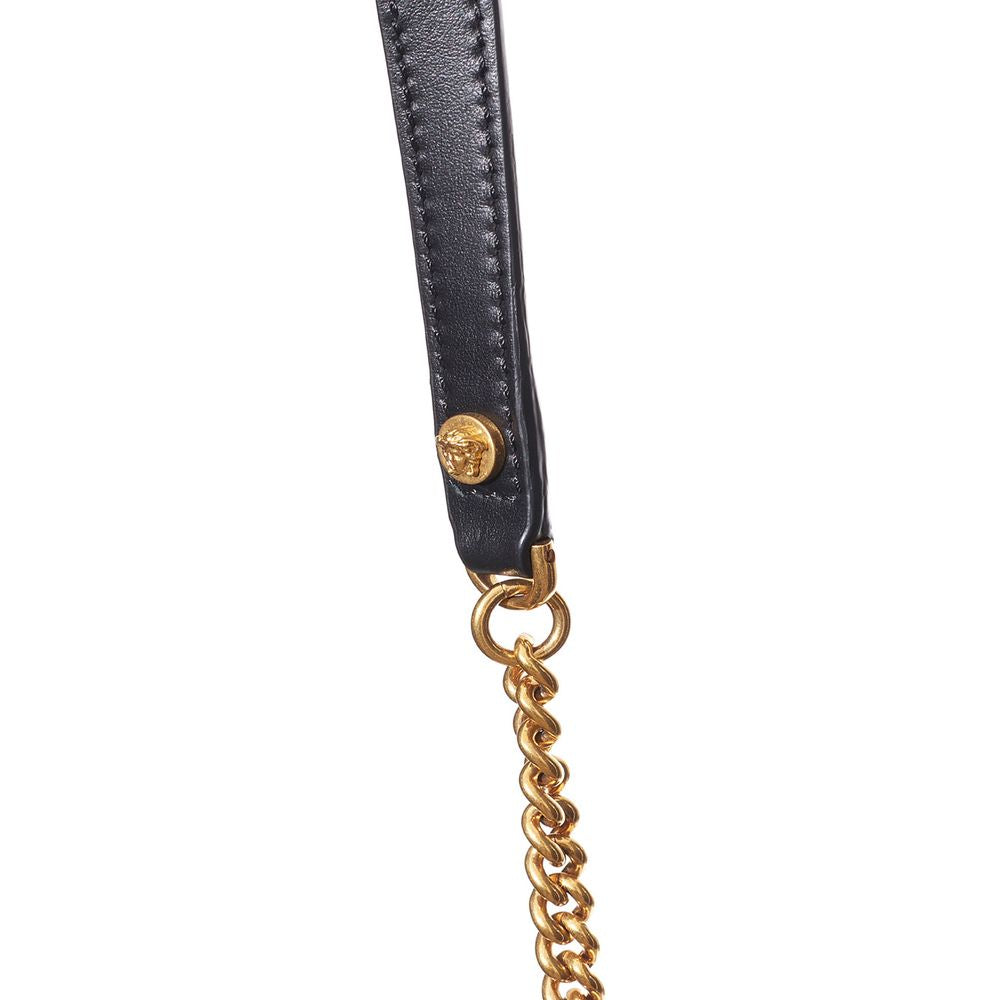 Black And White Leather And Textile Shoulder Bag