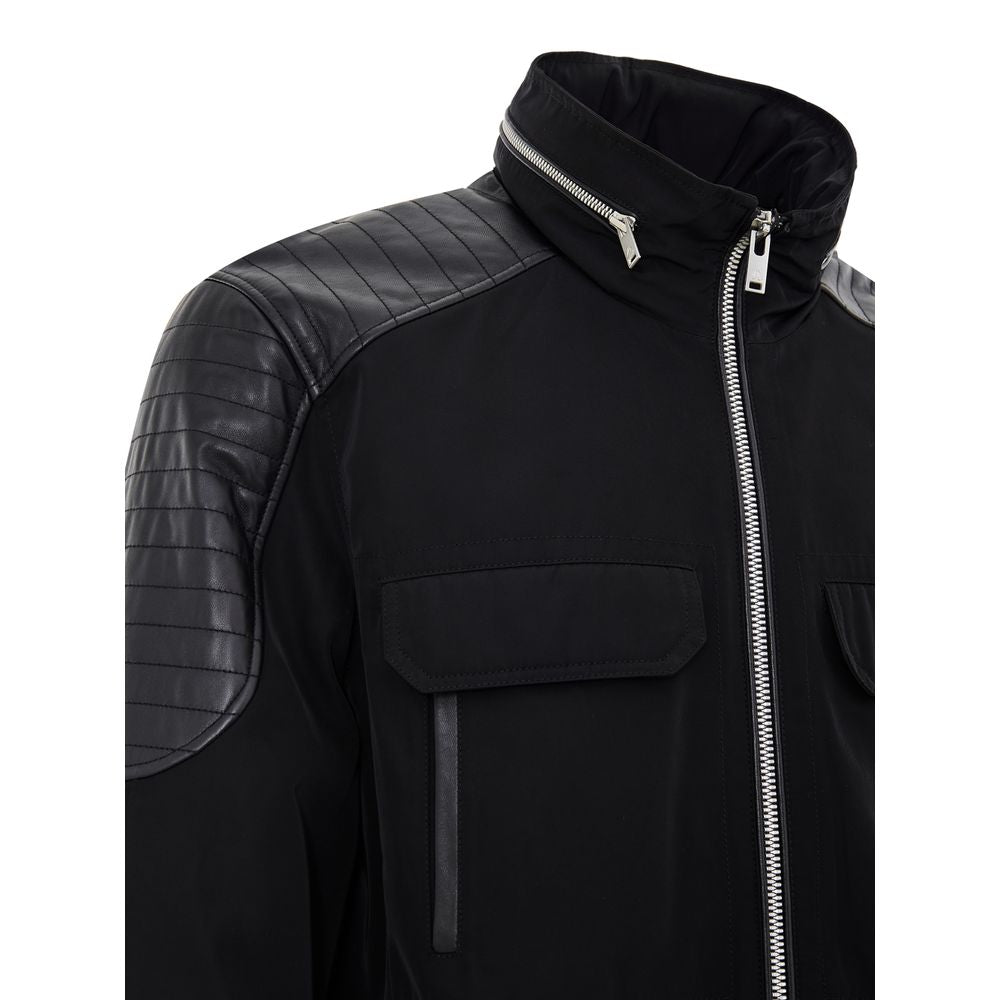 Black Nylon Biker Jacket