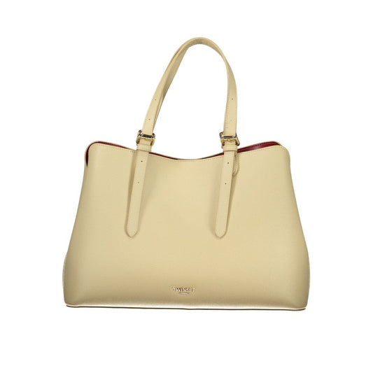 Beige Polyurethane Women Tote
