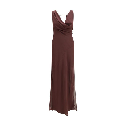 Brown Silk Long Dress