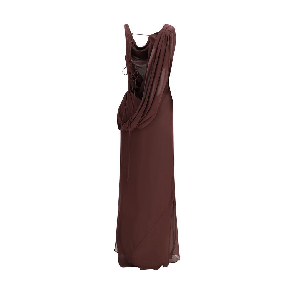 Brown Silk Long Dress