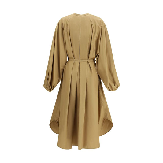 Beige Cotton Casual Dress