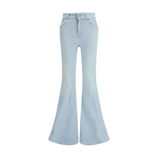 Blue Cotton Flared Jeans