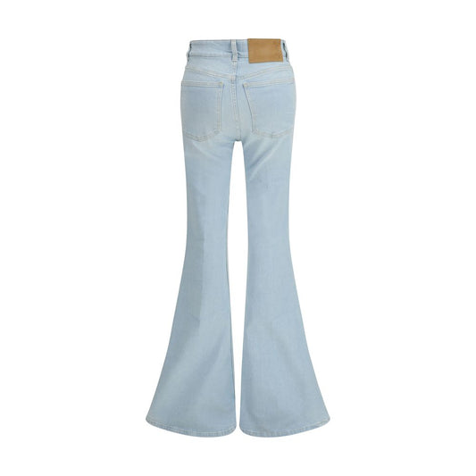 Blue Cotton Flared Jeans