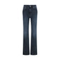 Blue Cotton Flared Jeans