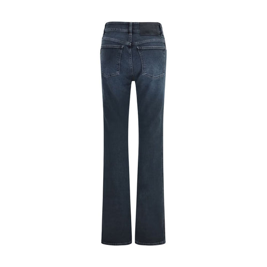Blue Cotton Flared Jeans