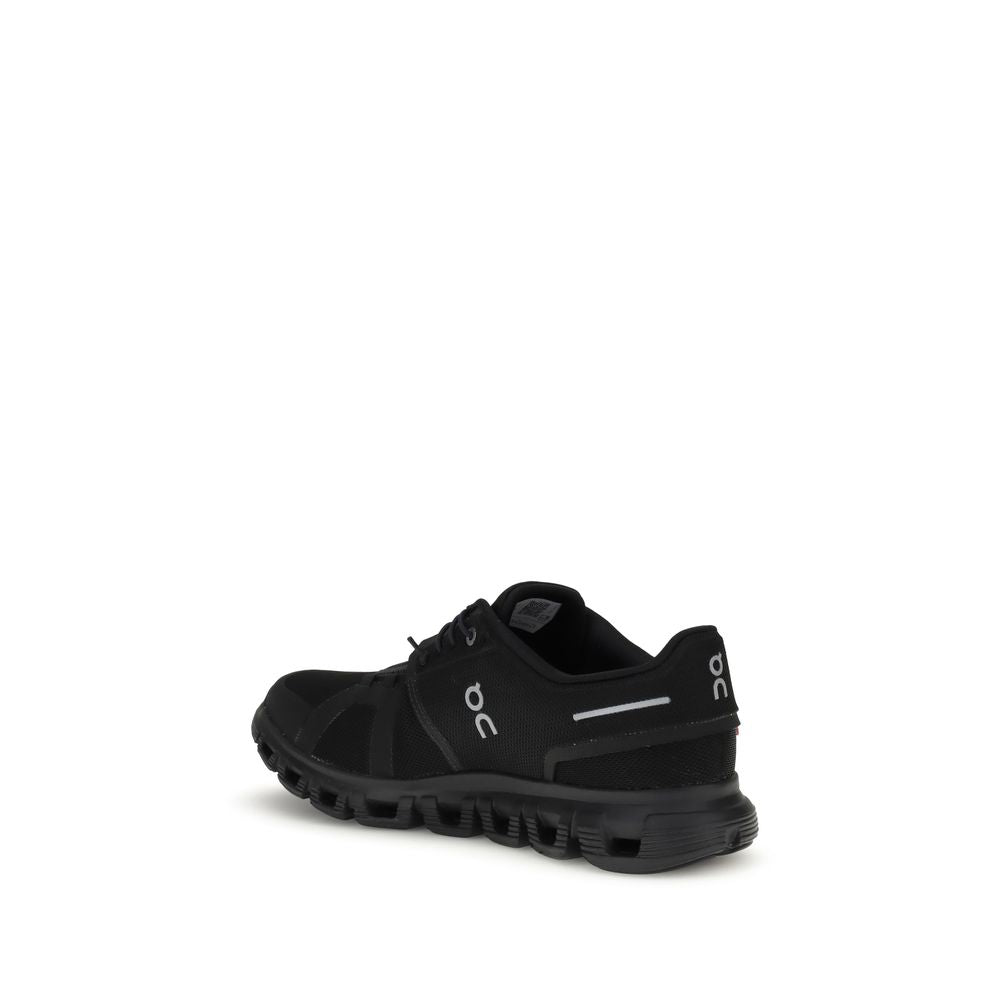 Black Polyurethane Athletic Sneakers