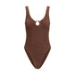 Brown Polyamide One-Piece Swimsuit
