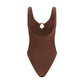 Brown Polyamide One-Piece Swimsuit