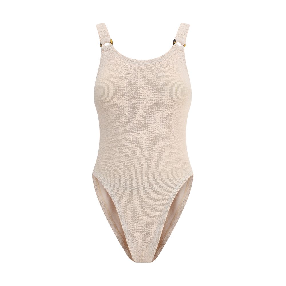 Beige Polyamide One-Piece Swimsuit