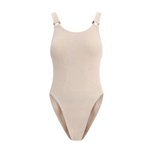 Beige Polyamide One-Piece Swimsuit